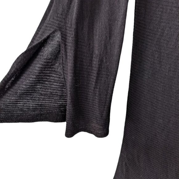 Lord Taylor Long Stretch Knit Tunic Top 34 Sleeves Bell Flared Shirt Black - Picture 8 of 10